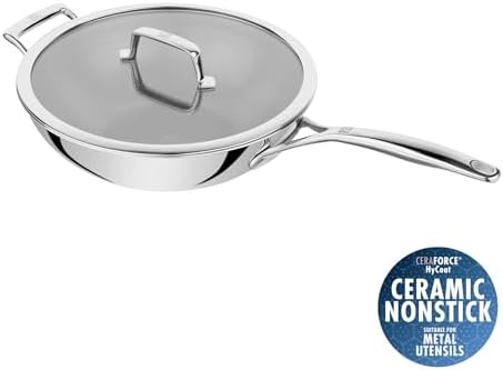 ZWILLING Peak 12-inch Stainless Steel Ceramic Nonstick Dual Performance Wok with Lid