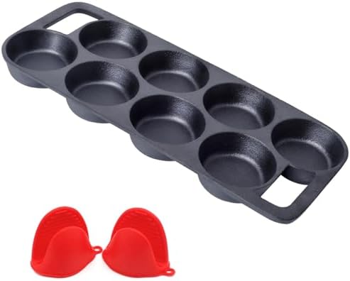 YOLOPLUS+ 16" Pre-seasoned Cast Iron Muffin Pan with Heat Resistant Gloves
