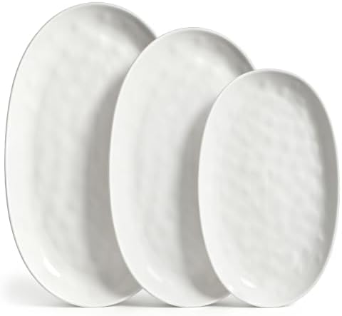 vancasso Ceramic Serving Platters Set of 3, Oval 16/14.7/13.5 Inch, White