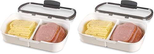 ProKeeper Split Deli Food Storage Container with Air-Tight Silicone Seal and Dry Erase Compatible Lid, 11.75 (Pack of 2)