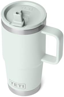 YETI Rambler 20 oz Travel Mug with Flip Straw Lid – Stainless Steel, Vacuum Insulated, Leakproof, Cup Holder Friendly, Ridgeline