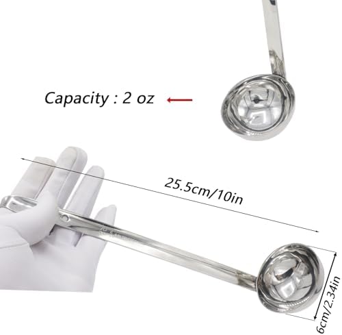 3-Pack Stainless Steel Soup Ladle Set with Hooked Long Handle 2 oz