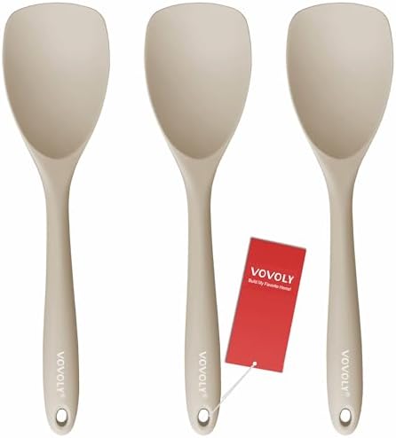 Vovoly Silicone Spatula Spoon Set, 11 IN, Khaki, Spoonulas Heat Resistant