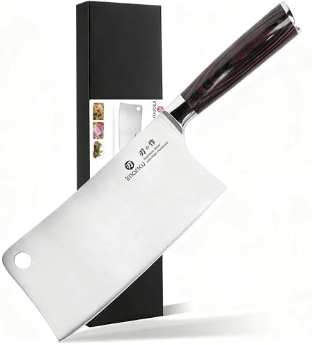 imarku Meat Cleaver 7 Inch, Japanese High Carbon Stainless Steel Chopper