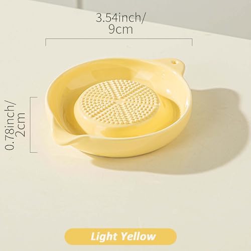 3.5 Inch Yellow Ceramic Grater Plate for Ginger, Garlic, Onion, Cheese, Lemon, Chocolate, Vegetables and Fruits for Kitchen (1 Pcs, Yellow)
