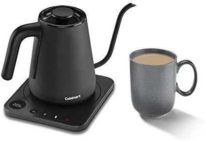 Cuisinart GK-1 Digital Goose Neck Kettle, Precision Gooseneck Spout Designed for Precise Pour Control that Holds 1-Liter, 1200-Watt Allows for Quick Heat Up, Stainless Steel,Black