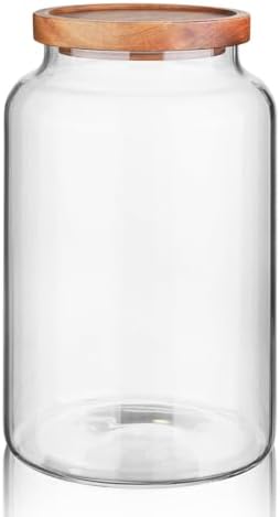 Labina Glass Jar with Wood Lid, Airtight Kitchen Storage Canister