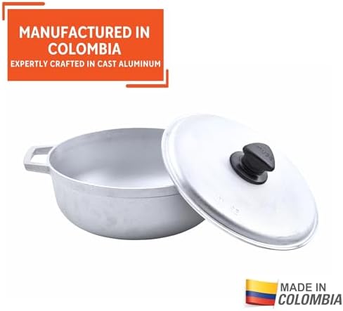 IMUSA 2.6 Quart Traditional Natural Made in Colombia Caldero with Lid for Cooking and Serving, Silver