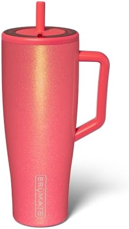 BrüMate Era 40 oz Tumbler with Handle & Straw | 100% Leakproof Insulated Water Bottle Tumbler with Lid & Flexible SoftSip Straw | Made of Stainless Steel | Cup Holder Friendly | 40oz (Coral)