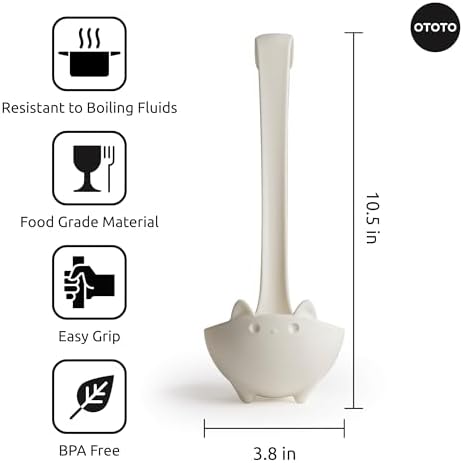 OTOTO Katie Cat Soup Ladle - Halloween Gifts Black, Gothic Gifts, Spooky Gift, Funny Kitchen Gadgets (Katie Cat, White)