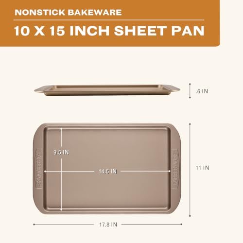 Farberware Nonstick Bakeware 10 x 15" Cookie Pan, Metal Baking Pan, Mocha