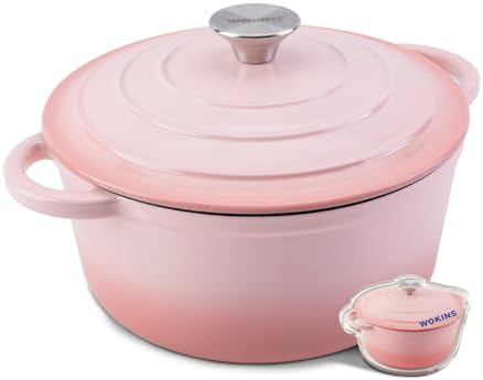 4-QT Enameled Cast Iron Round Dutch Oven With Lid,Oven safe,Pink