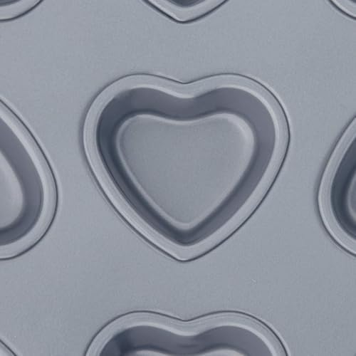 Fox Run Mini Heart Muffin Pan, 12-Cup, Preferred Non-Stick, Gray
