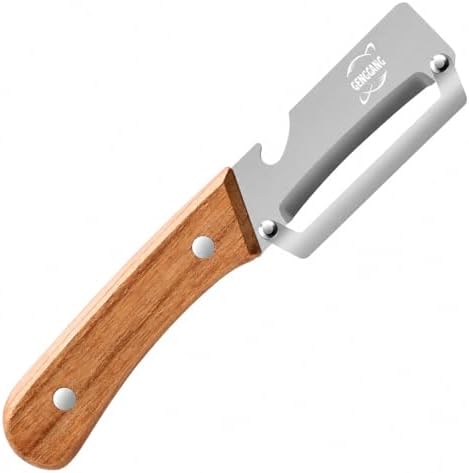 MultiFunctional Vegetable Peeler, Non-Slip Wooden Handle with Sharp Stainless Steel Blade, Built-in Bottle Opener - Perfect Kitchen Peeler For Veggie, Fruit, Potato, Carrot, Apple