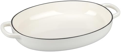EDGING CASTING Enameled Oval Cast Iron Dutch Oven Pot with Lid, Bread Dutch Oven for Sourdough Bread Baking, Dutch Oven Bread, Bread Oven, 6QT, White