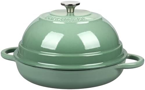 VORRINGARD Cast Iron Enameled Dutch Oven Pot with Lid for Bread Baking, Bread Oven, 6 Quart, Sage Green
