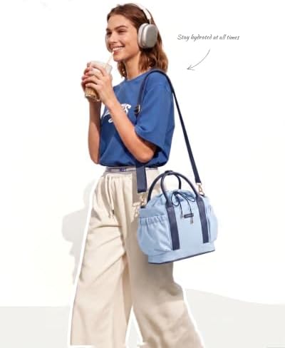 LOVEVOOK Drawstring Insulated Lunch Bag Women,Adult Lunch Box,Blue