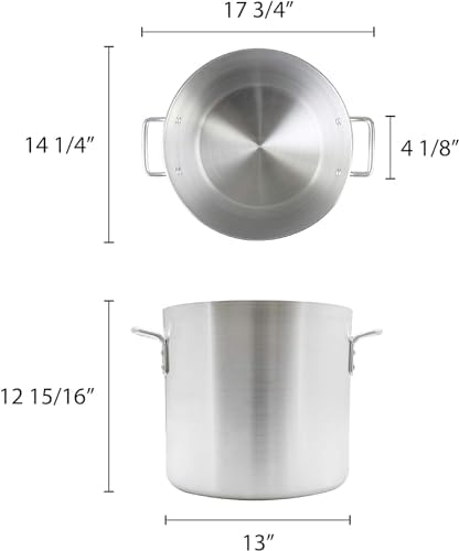 TrueCraftware- 32 qt. Aluminum Stock Pot with Riveted Handles 4mm Thickness- Multipurpose Pot Cookware Large Stockpot Stew For Cooking Simmering Soup Seafood Stock Home Kitchen Restaurant