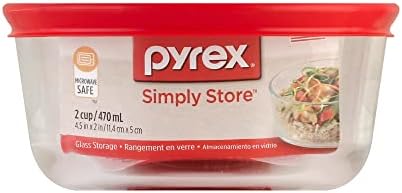 Pyrex Simply Store 2 Cup Single Glass Food Storage Container, Plastic Lid