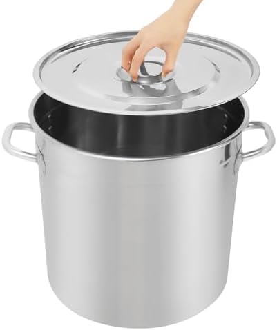 33L/34.8Qt Commercial Large Stock Pot with Lid,Nickel Free Stainless Steel Cookware Healthy Polished Stockpots, Induction Soup Pot for Cooking Home Use