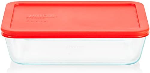 Pyrex Simply Store 6 Cup Glass Food Storage Container, BPA-Free Lids