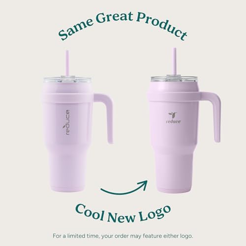 REDUCE 40 oz Stainless Steel Tumbler with Handle - Dual-Wall Vacuum Insulated Travel Mug, Sweat-Proof Lid & Reusable Straw - Keeps Drinks Cold for 24 Hrs, Fits Cupholders, Dishwasher Safe - Sand