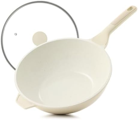 SENSARTE Nonstick Ceramic Wok Pan with Lid, 11Inch Non Toxic Stir-fry Pan