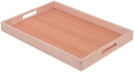Wooden Serving Tray with Handles (17 Inches) – Decorative Serving Trays Platter for Breakfast in Bed, Lunch, Dinner,Ottoman, Appetizers, Patio, BBQ,Coffee Table, Party (Beech)