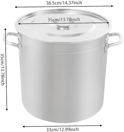 33L/34.8Qt Commercial Large Stock Pot with Lid,Nickel Free Stainless Steel Cookware Healthy Polished Stockpots, Induction Soup Pot for Cooking Home Use