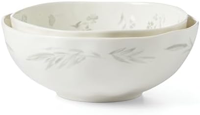 Lenox Oyster Bay 2-Piece Nesting Serving Bowls, 5.50 LB, White