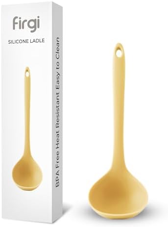 Platinum Silicone Cooking Ladle for Baking, Scraping & Mixing, 100% Food Grade Colorful Silicone Kitchen & Serving Utensils, Heat Resistant, Non-Stick Cookware - 8.6 inch Butter Yellow