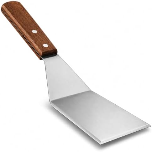 Homi Styles Stainless Steel Grill Spatula – 11" Heavy-Duty Metal Turner with Wood Handle, Beveled Edge for Cast Iron Skillets, Flat Top Griddles & BBQ – Burger, Pancake & Egg Flipper