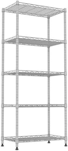 REGILLER 5-Wire Shelving Metal Storage Rack Adjustable Shelves,Standing Storage Shelf Units for Laundry Bathroom Kitchen Pantry Closet(Silver,11.8" D x 21.2" W x 53.5" H)