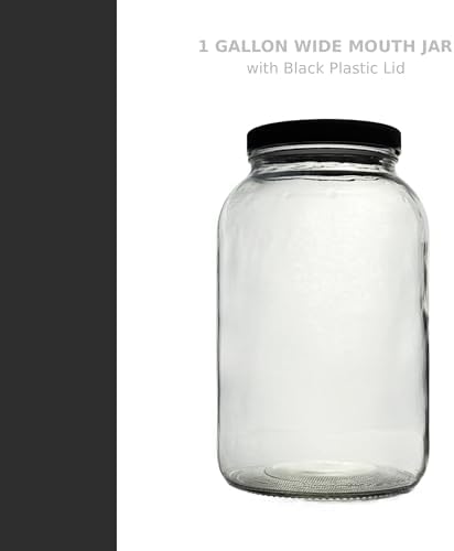 North Mountain Supply 1 Gallon Glass Jar, Black Plastic Lid