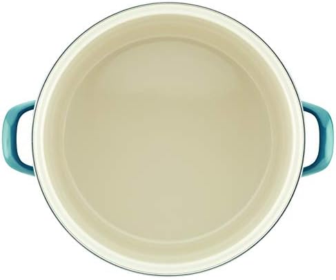 Rachael Ray Enamel on Steel Stock Pot/Stockpot with Lid, 12 Quart, Marine Blue