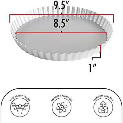 Fat Daddio's PFT-95 Round Fluted Tart Pan, 9.5 x 1 Inch