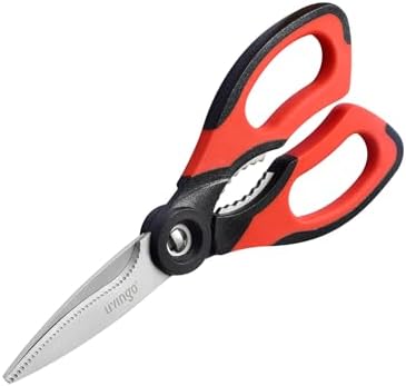 LIVINGO 8.5 Inch Kitchen Shears Serrated Blade Food Scissors
