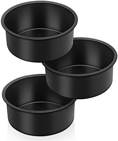 TeamFar 4 Inch Cake Pan, Non-stick Round Layer Cake Baking Pan Set of 3