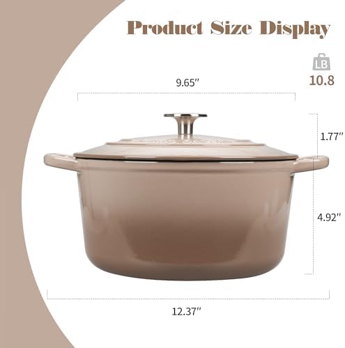 EDGING CASTING Enameled Cast Iron Dutch Oven with Sourdough Bread Baking Kit, Bread Dutch Oven with Lid, Includes Proofing Basket & Baking Tools, 5qt, Mocha