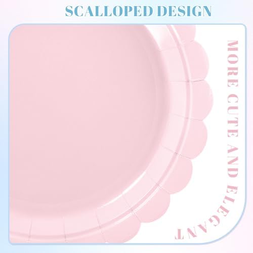 NatNarr 30 Pcs Gender Reveal Plates 9 Inch Disposable Scalloped Pink and Blue Plates Cute Dessert Cake Dinner Plate for Baby Shower, 1st Birthday (Pack of 3)