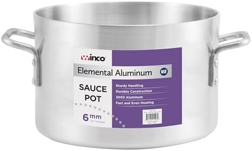 Winco 6.0mm Aluminum Sauce Pot, 14-Quart