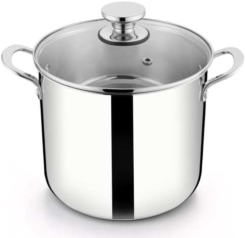 E-far 8QT Stainless Steel Stock Pot with Lid, Induction Cooking Pot