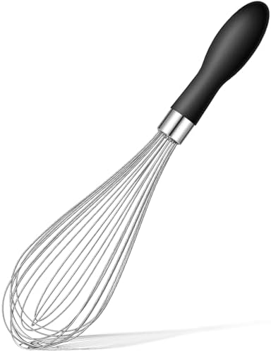 Whisk for Cooking Reinforced Anti-Break Handle Stainless Steel 12in Black
