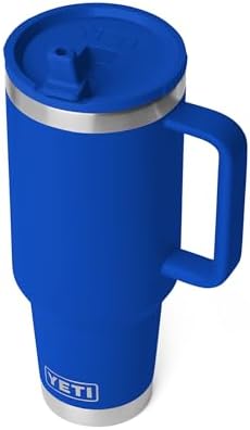 YETI Rambler 40 oz Travel Mug with Flip Straw Lid – Stainless Steel, Vacuum Insulated, Leakproof, Cup Holder Friendly, Royal Blue