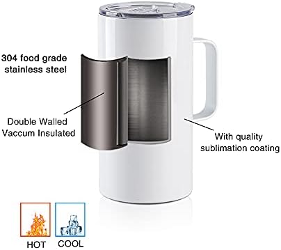 PYD Life 4 Pack Sublimation Tumblers Mugs with Printable Handle 20 OZ