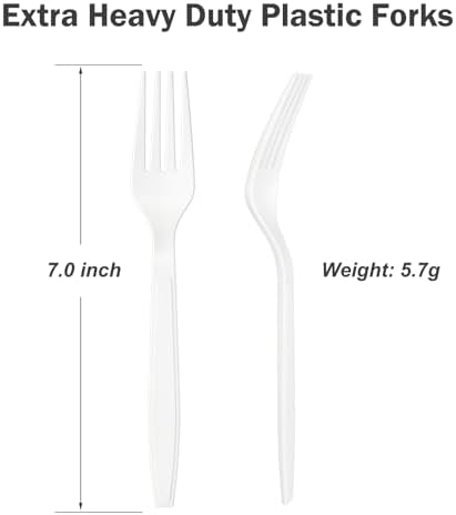 Dealusy 360 Count Extra Heavy Duty White Plastic Forks Disposable