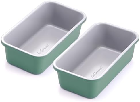 LeGourmet Nonstick Bread Loaf Pan 9 X 5 Inch, Ceramic Coating, Non-Toxic, Rust Resistant Aluminized Steel, Perfect 1 lb Baking Dish for Meatloaf, Pound Cake & Brownie (Rosemary 2pcs)