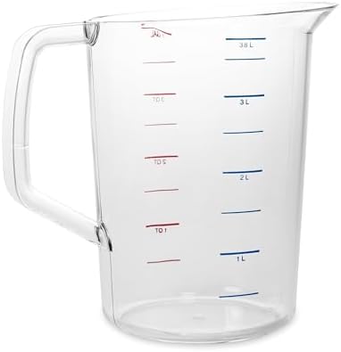 Rubbermaid Commercial Products Bouncer Clear Measuring Cup, 16-Cup/4-Quart, Clear, Strong Food Grade, Easy Read for Liquid/Dry Ingredients, for Home/Professional Kitchen
