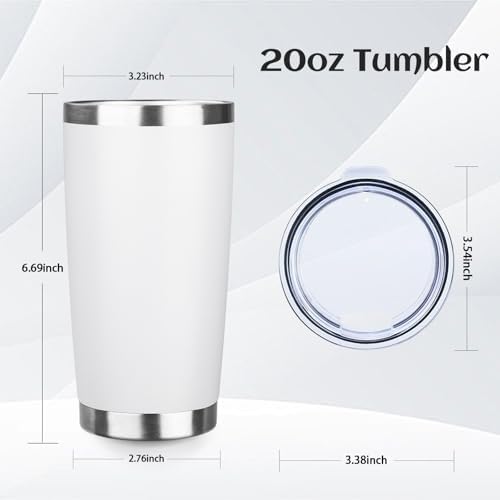 StarSpeed 8 Pack 20oz Stainless Steel Travel Coffee Tumbler,White