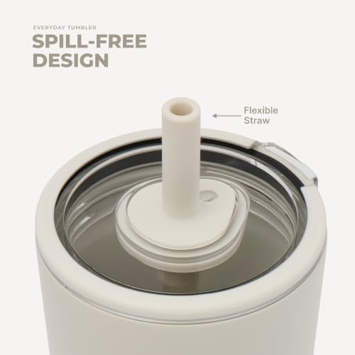 HydroJug Everyday Tumbler 14 oz, Ceramic-Lined Straw Cup, Linen